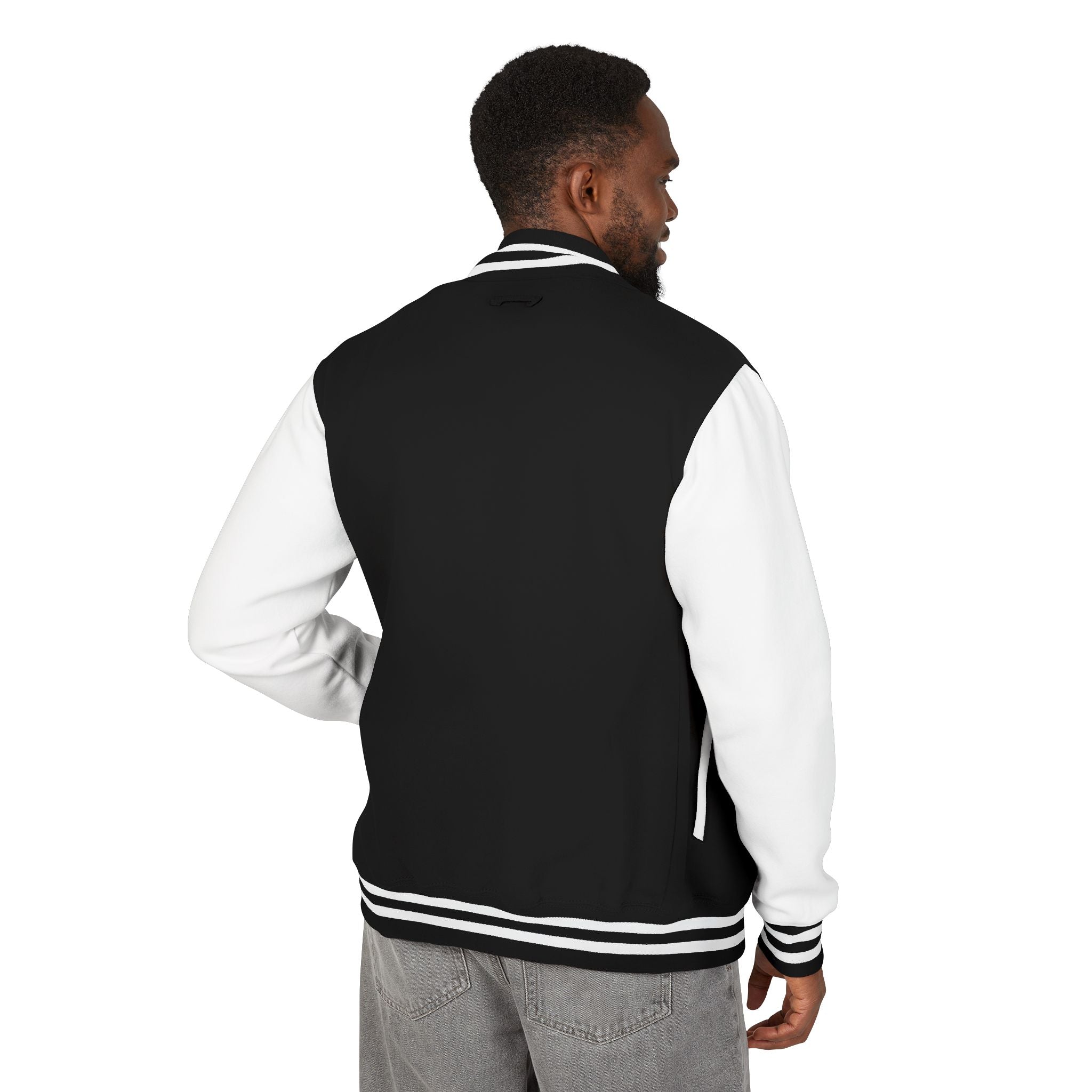 Letterman Jacket with Kinshasa City Skyline Pocket Design